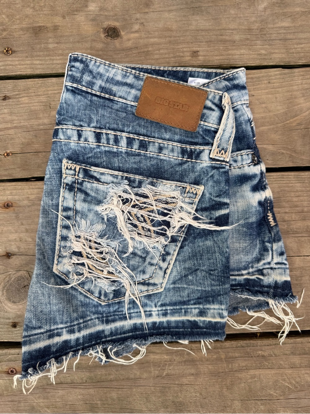 Big Star Distressed Blue Denim Jean Shorts size 25